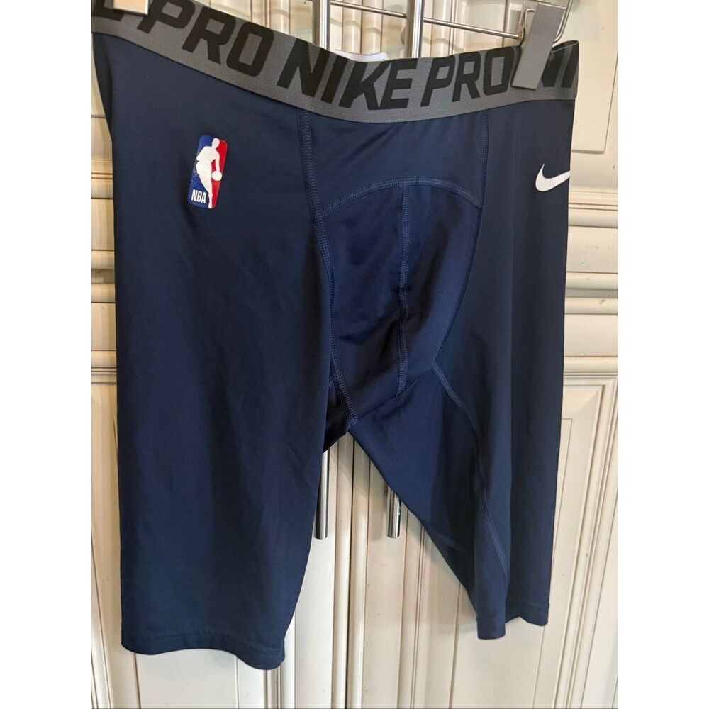 Nike Mens PRO Cool Team Issued NBA Basketball Compression Shorts Navy Blue Large
